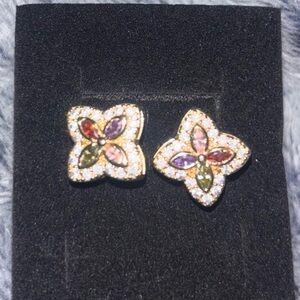 Elegant Multicolor Floral Earrings l flower cz studs 14k gold filled